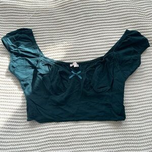 Lottie Moss Small Dark Green Cropped Bustier Top